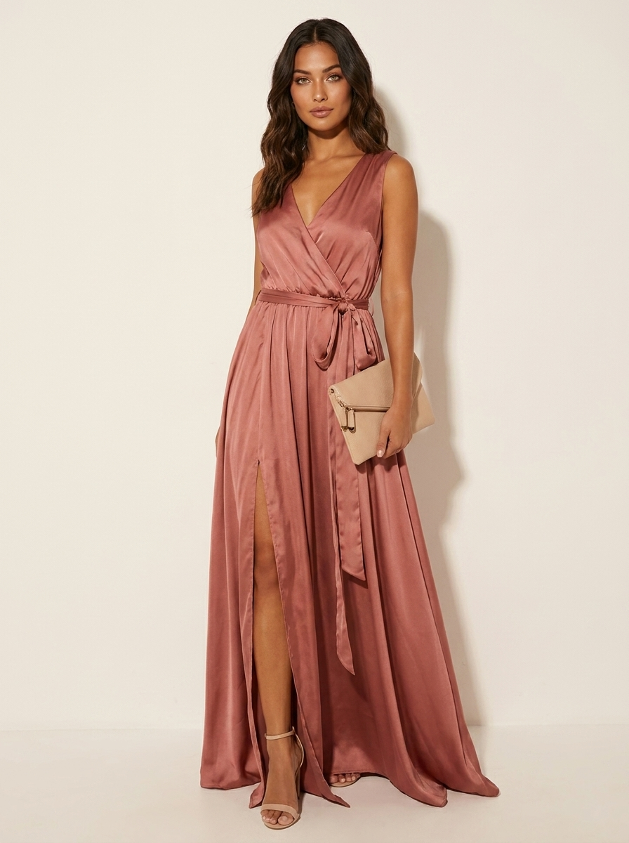 Valentina | Satijnen maxi wikkeljurk