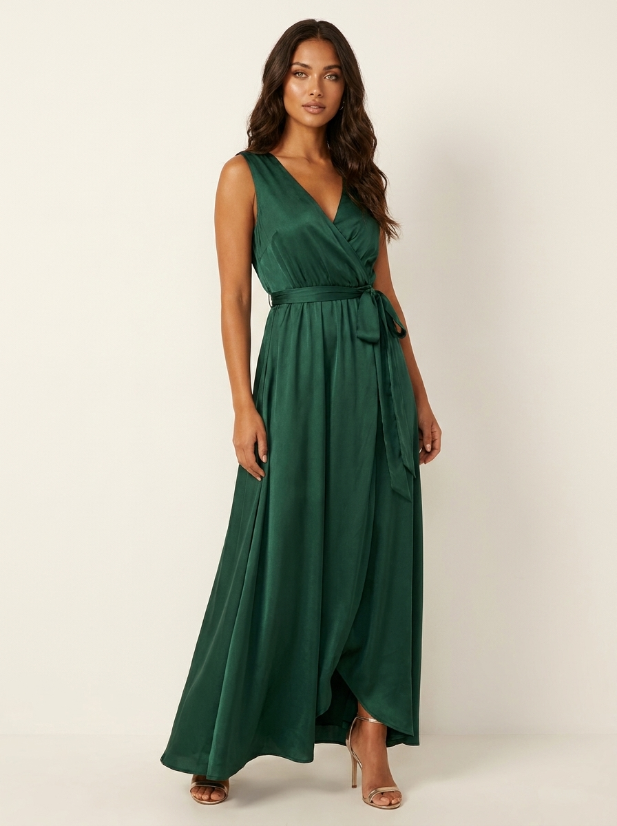 Valentina | Satijnen maxi wikkeljurk