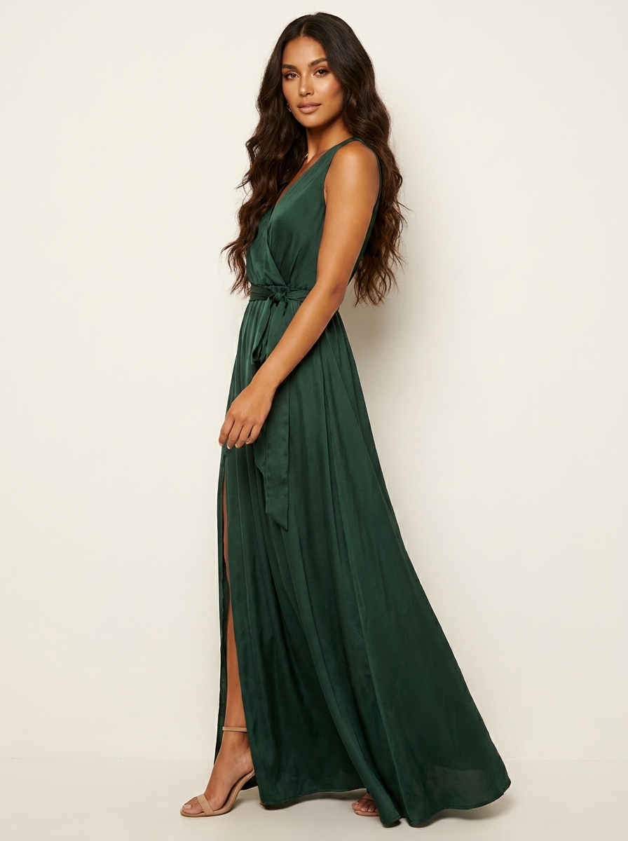 Valentina | Satijnen maxi wikkeljurk
