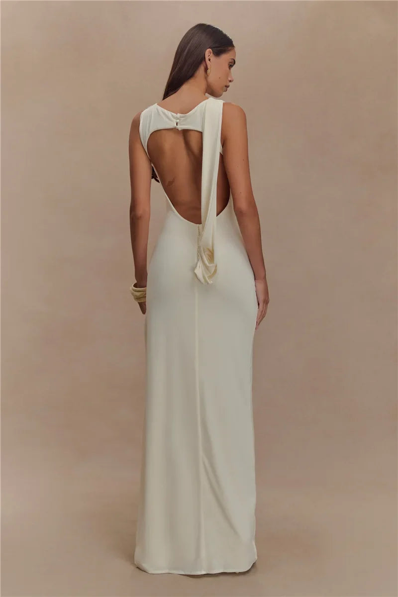 Jennifer | Rugloze Rimpel Maxi-Jurk