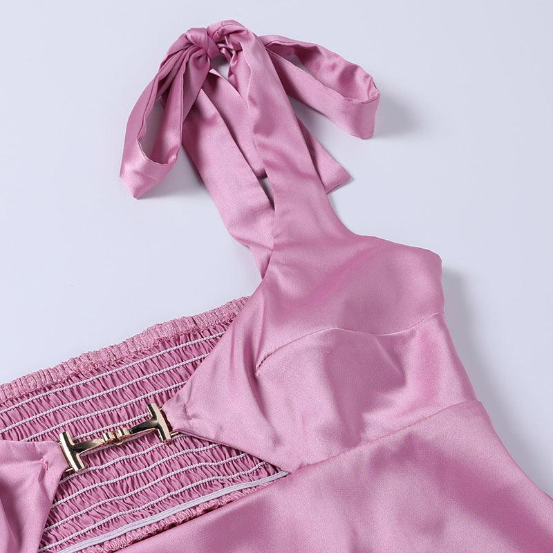 Roxy | Satijnen cut-out jurk