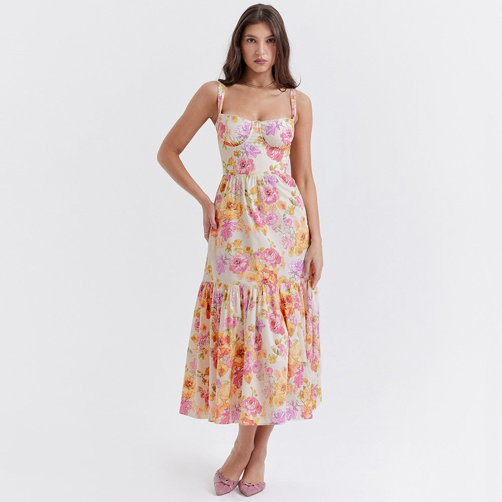 Seraphine | Bloemenprint midi jurk