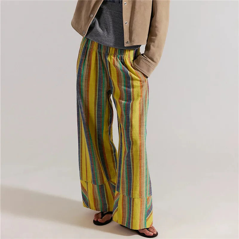 Merel | Casual Gestreepte Wijde Broek voor Dames