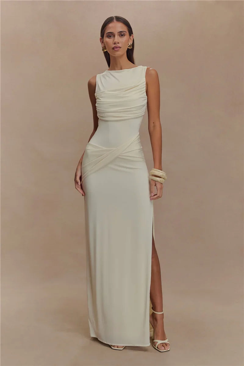 Jennifer | Rugloze Rimpel Maxi-Jurk