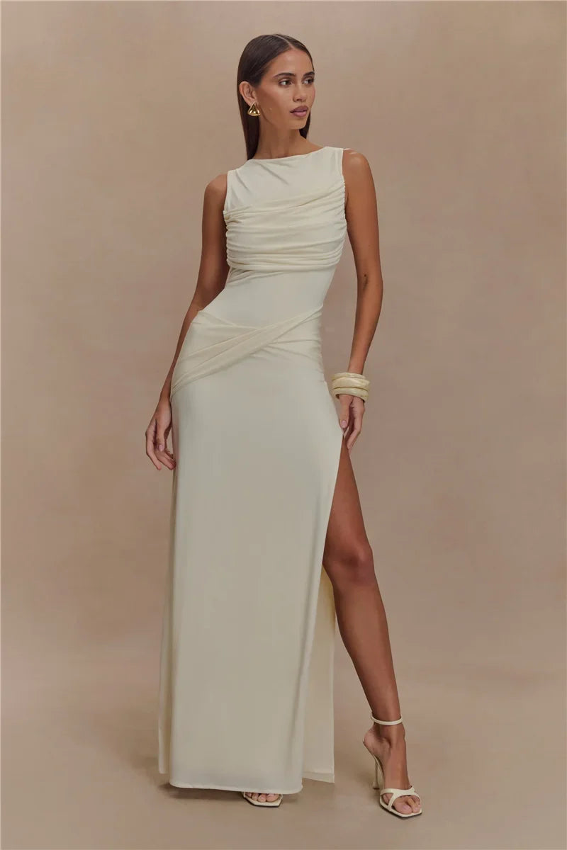 Jennifer | Rugloze Rimpel Maxi-Jurk