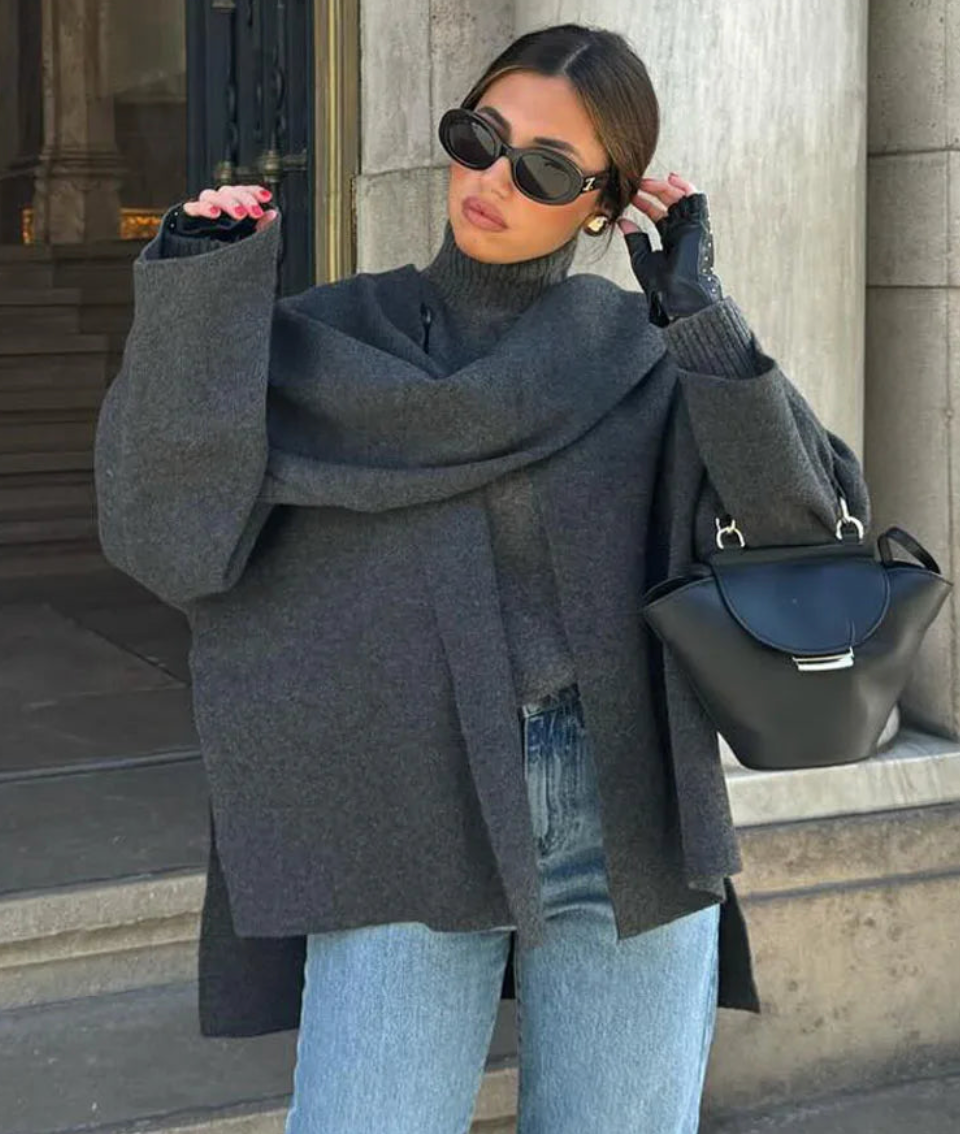Cozy | Oversized Jas met Vaste Sjaal