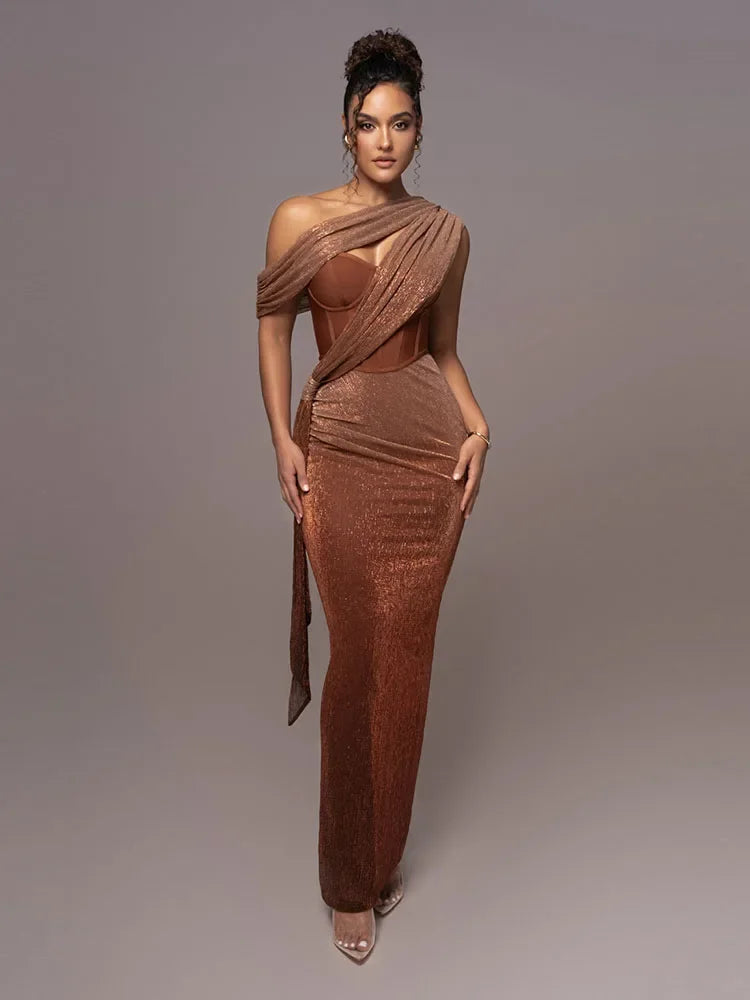 Amara | Maxi Jurk met Drapering en Split