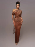 Amara | Maxi Jurk met Drapering en Split