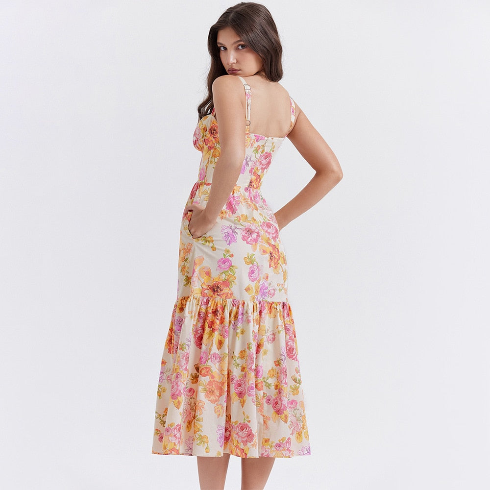 Seraphine | Bloemenprint midi jurk
