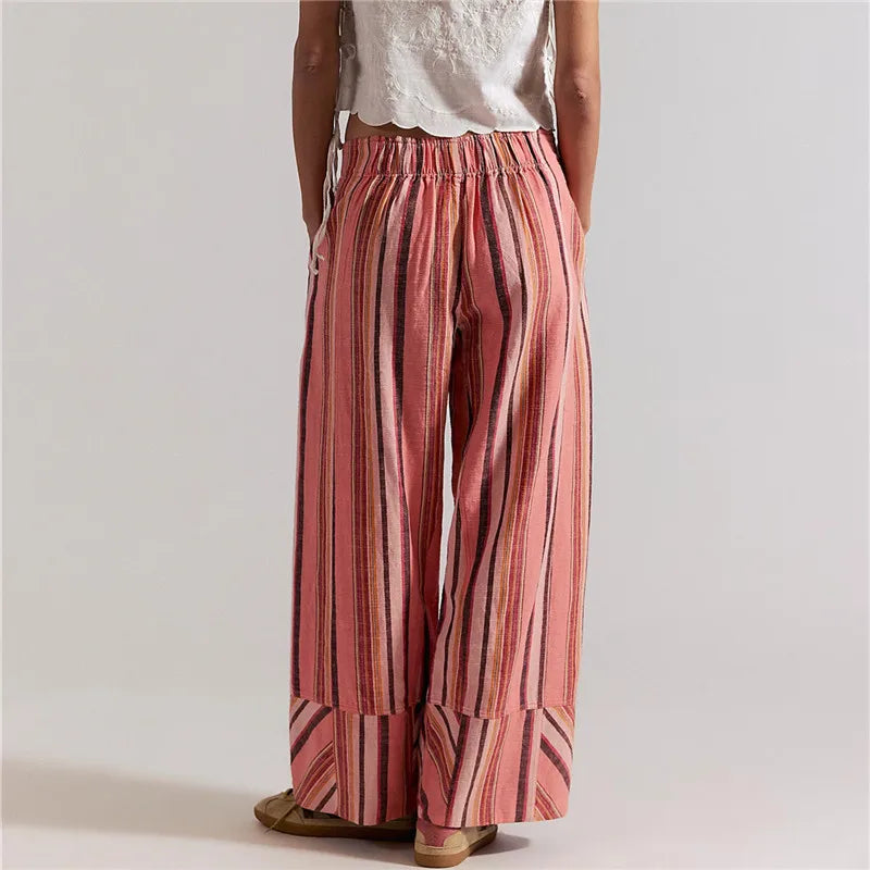Merel | Casual Gestreepte Wijde Broek voor Dames