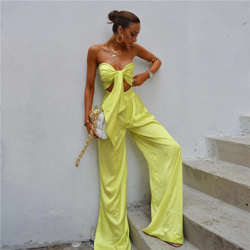 Bianca | Matching Set met Crop Top en Wijde Broek