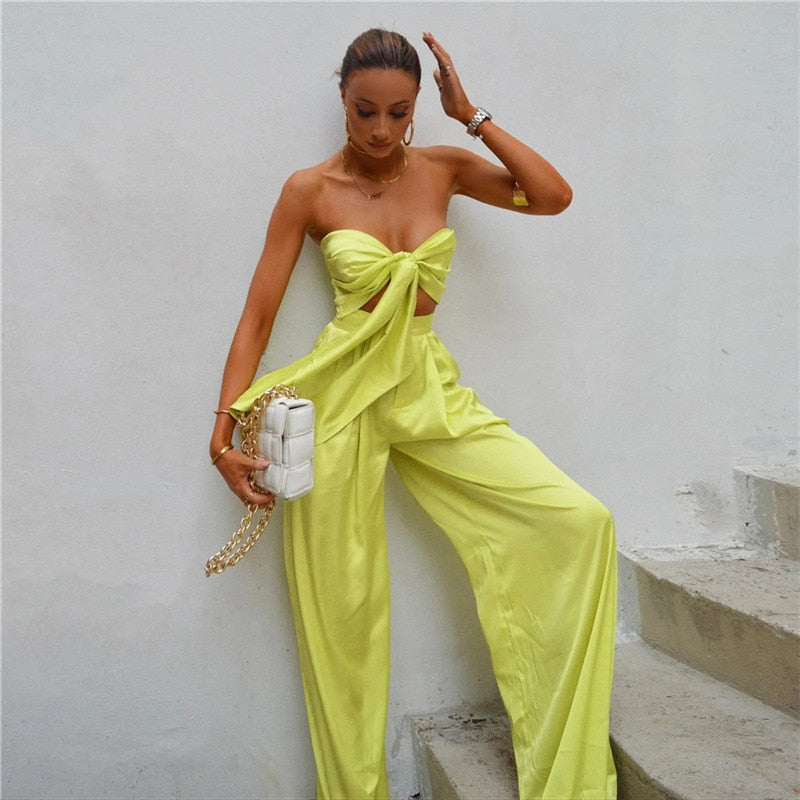 Bianca | Matching Set met Crop Top en Wijde Broek