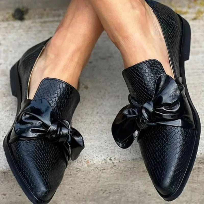 Sylvie | Strik Loafers met Puntige Neus