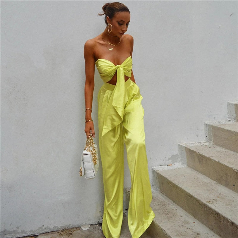 Bianca | Matching Set met Crop Top en Wijde Broek