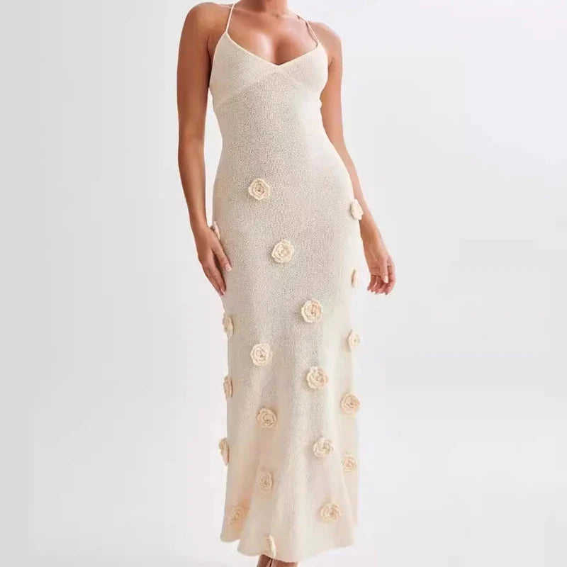 Bella | Rugloze Doorzichtige Jurk met bloem details