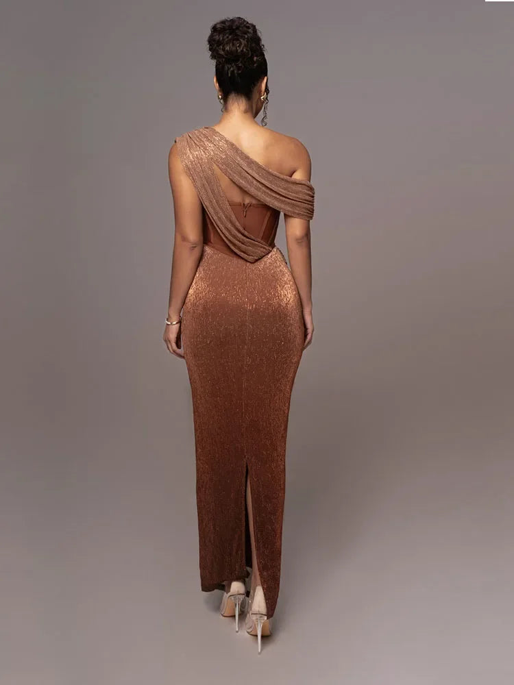 Amara | Maxi Jurk met Drapering en Split