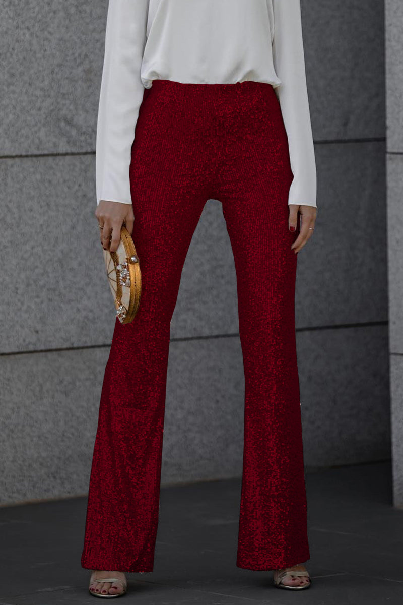 Ava | Glitter Pailletten Broek met Hoge Taille
