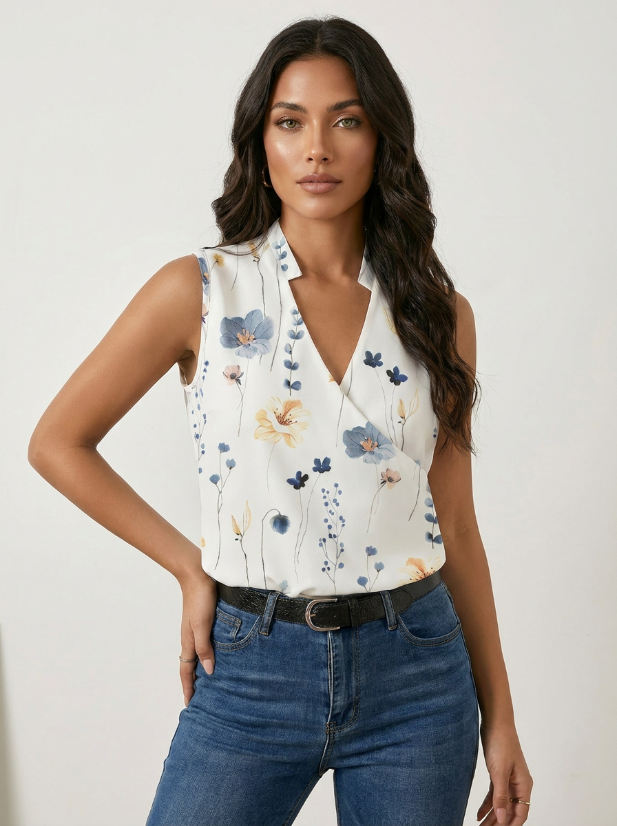Elara | Mouwloze overslag top