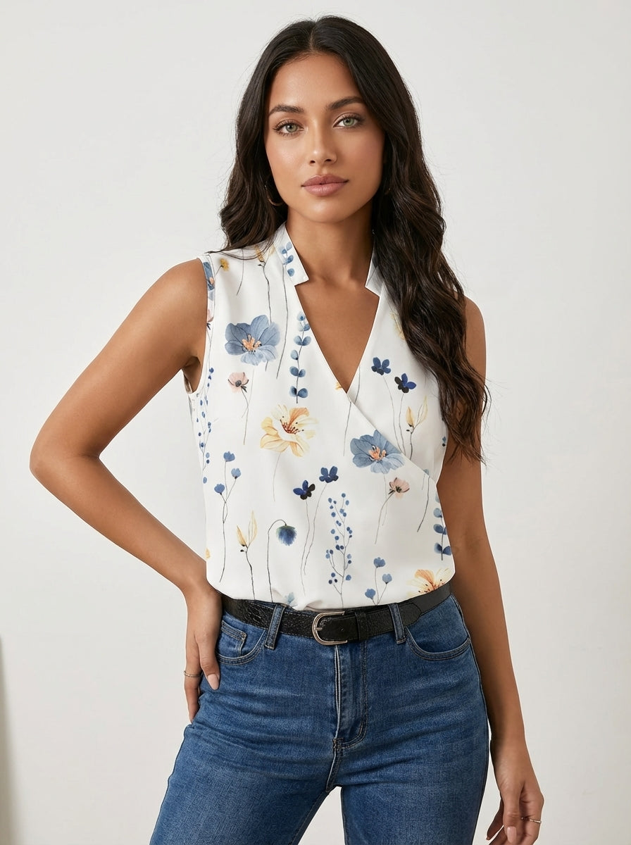 Elara | Mouwloze overslag top