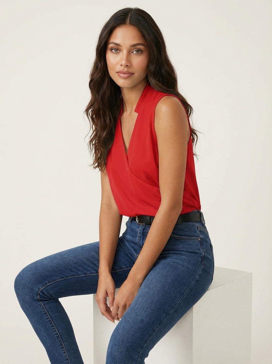 Elara | Mouwloze overslag top