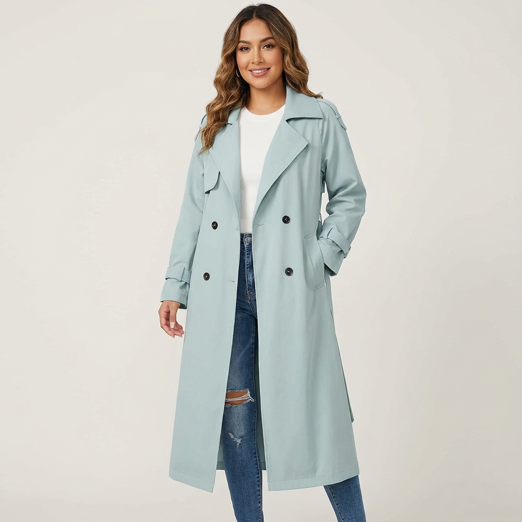 Beatrix | Lange Trenchcoat met Klassieke Revers