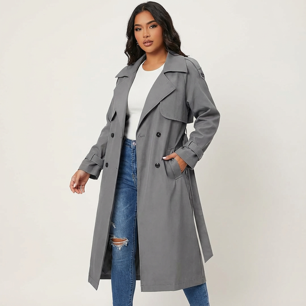 Beatrix | Lange Trenchcoat met Klassieke Revers
