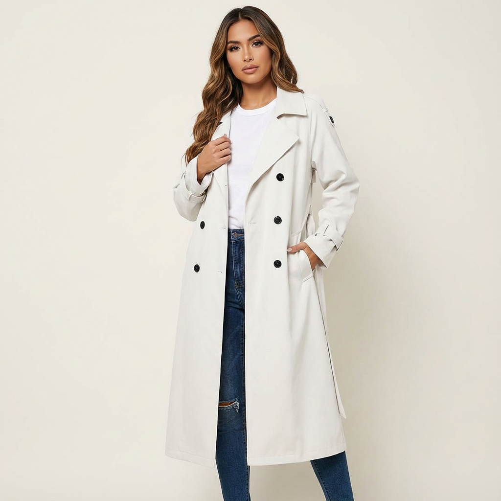 Beatrix | Lange Trenchcoat met Klassieke Revers