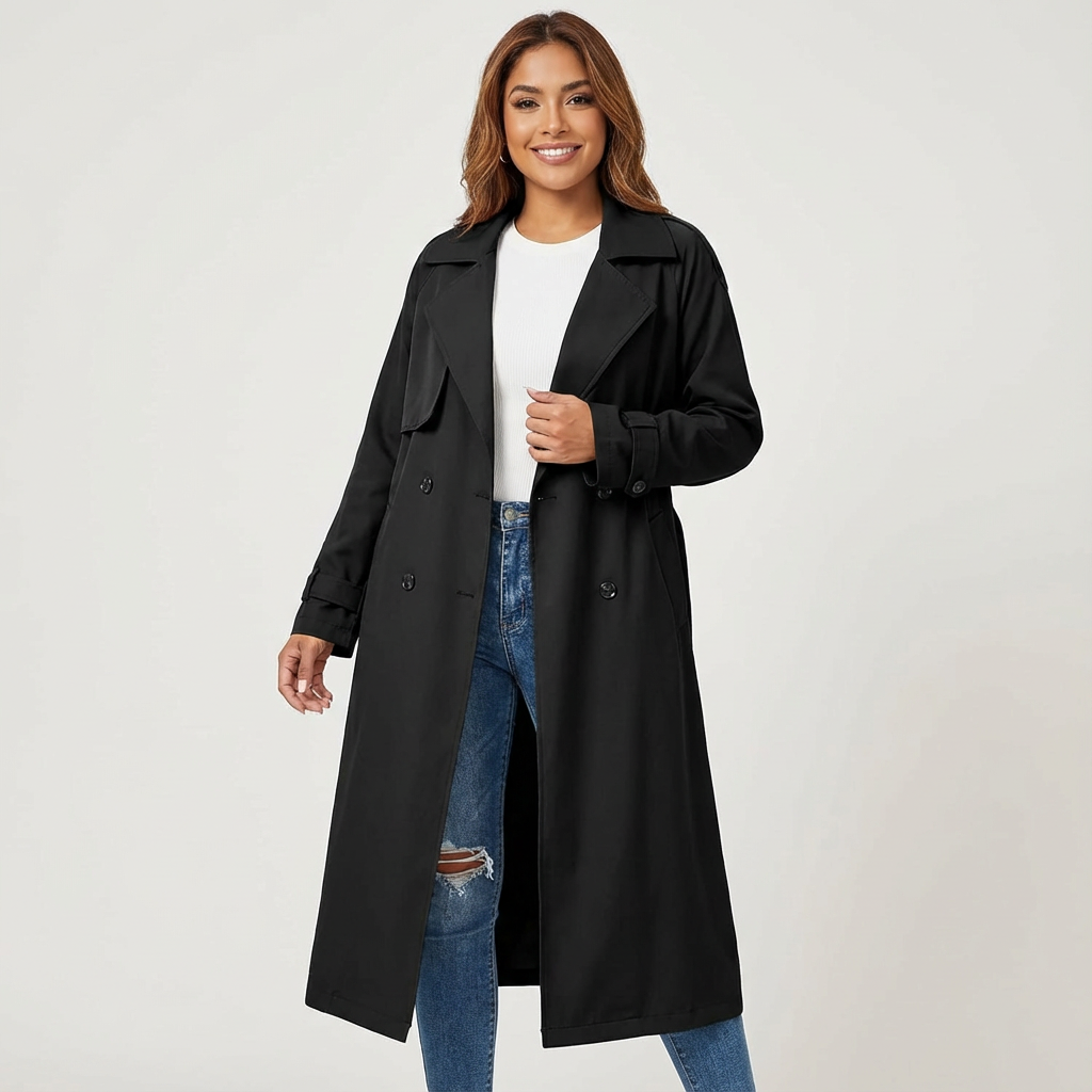 Beatrix | Lange Trenchcoat met Klassieke Revers