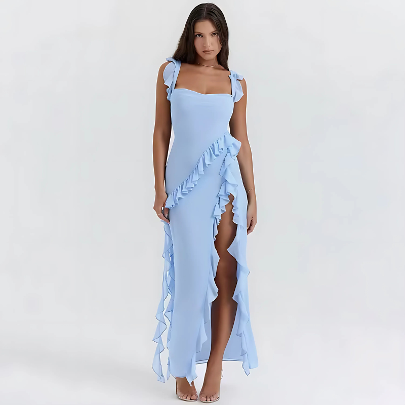 Twirl | Ruffle jurk met split