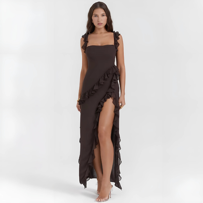 Twirl | Ruffle jurk met split