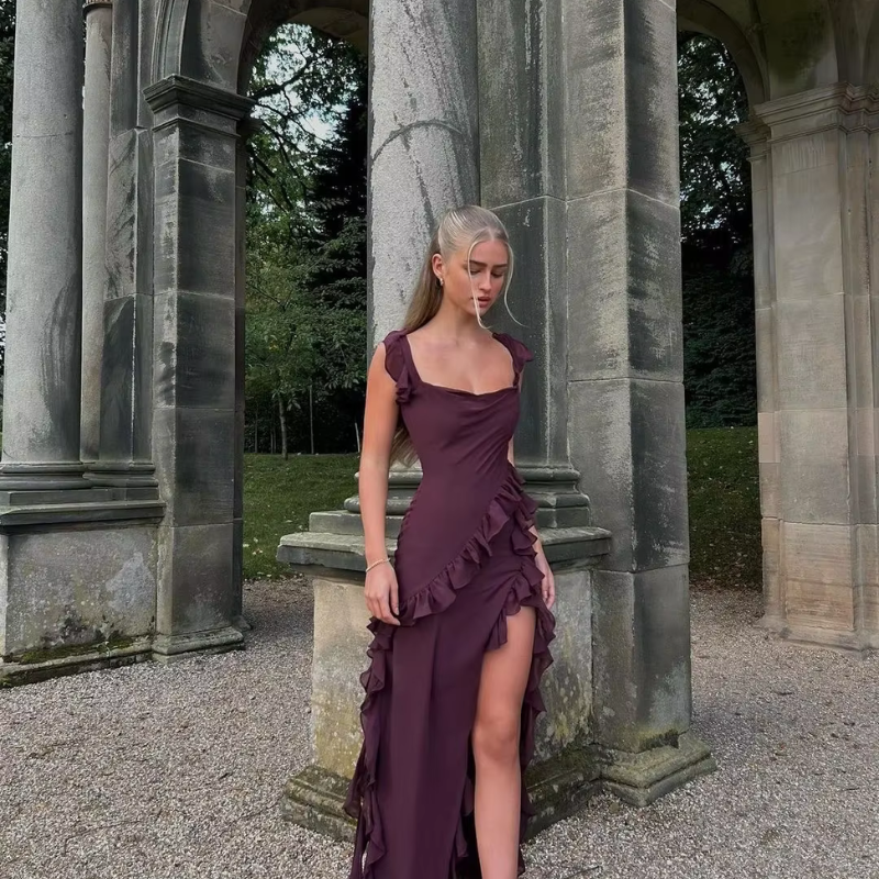 Twirl | Ruffle jurk met split