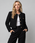 Josée | Korte Tweed Blazer met Gouden Knopen