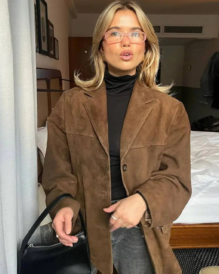 Suzanne | Oversized Suède Look Blazer