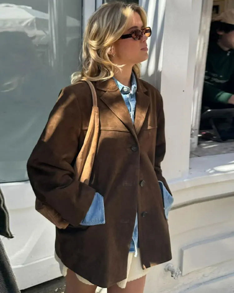 Suzanne | Oversized Suède Look Blazer
