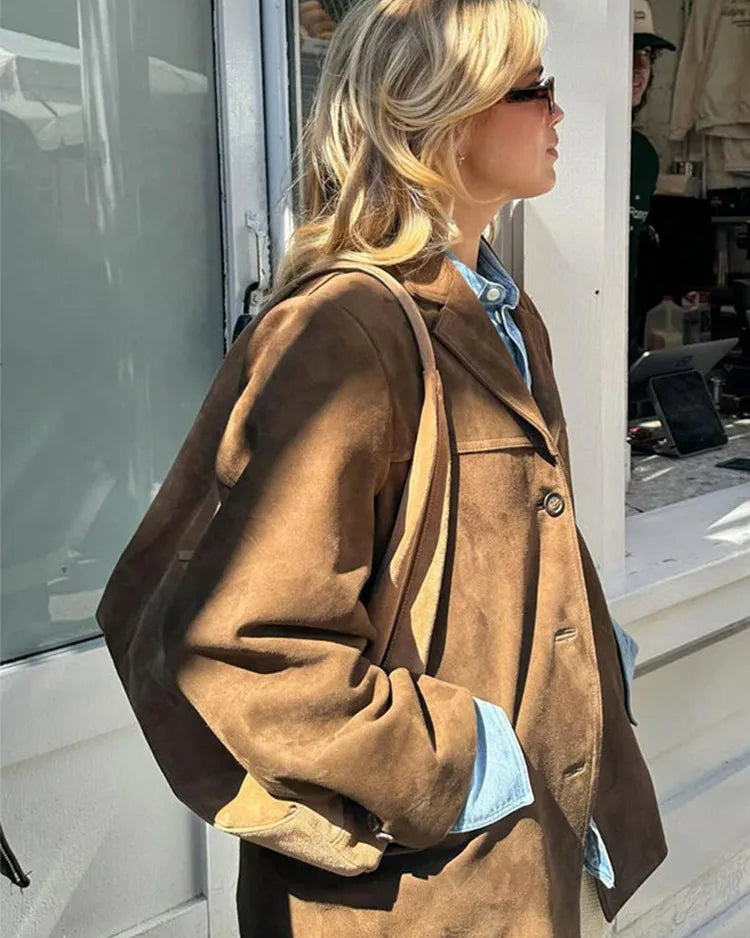 Suzanne | Oversized Suède Look Blazer