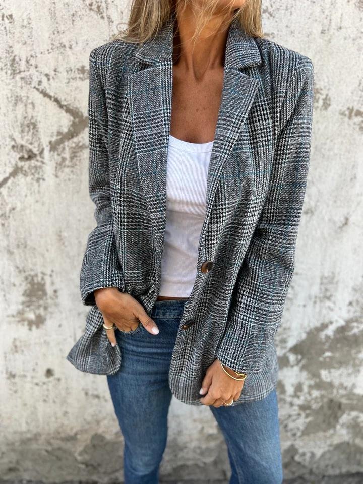 Flaire | Geruite winterblazer voor dames