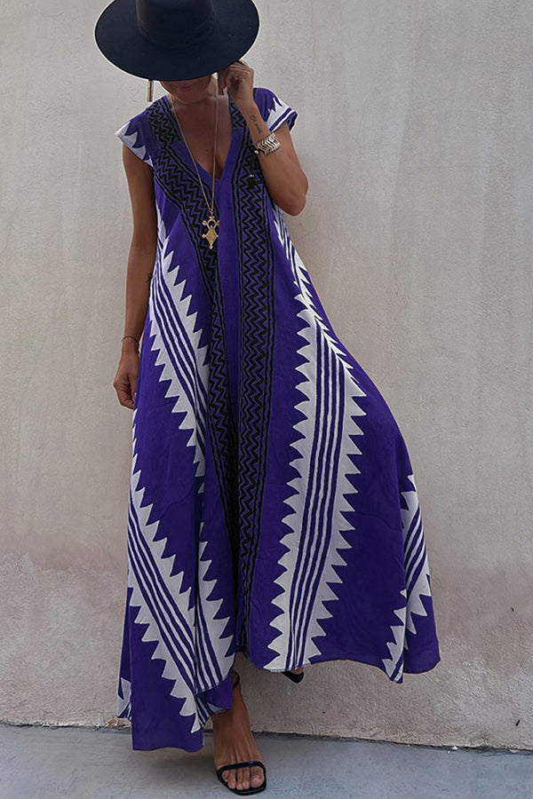 Amani | A-lijn maxi jurk met etnische print