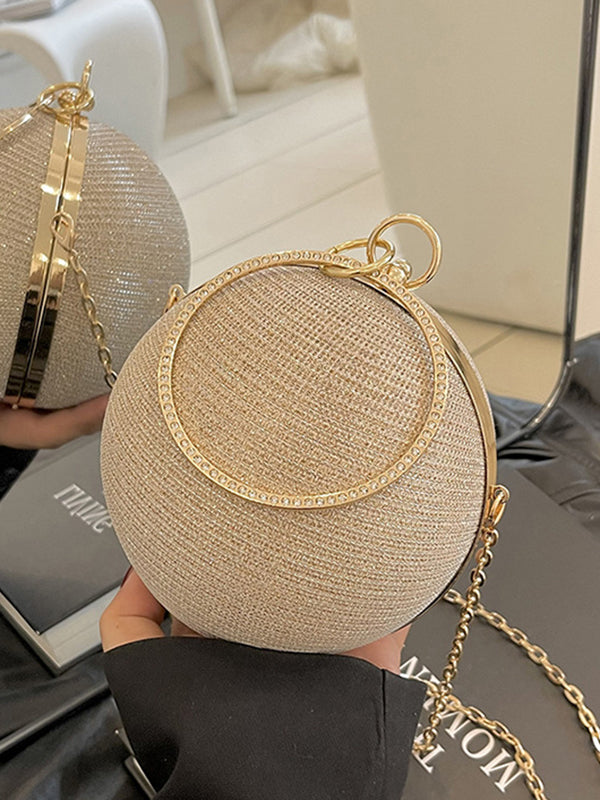 Solène | Glanzende Geometrische Schoudertas met Ketting