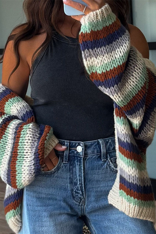 Olya | Gestreept Vest met Balonmouwen