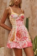 Elin | Bloemenprint mini jurk met vierkante hals en bandjes