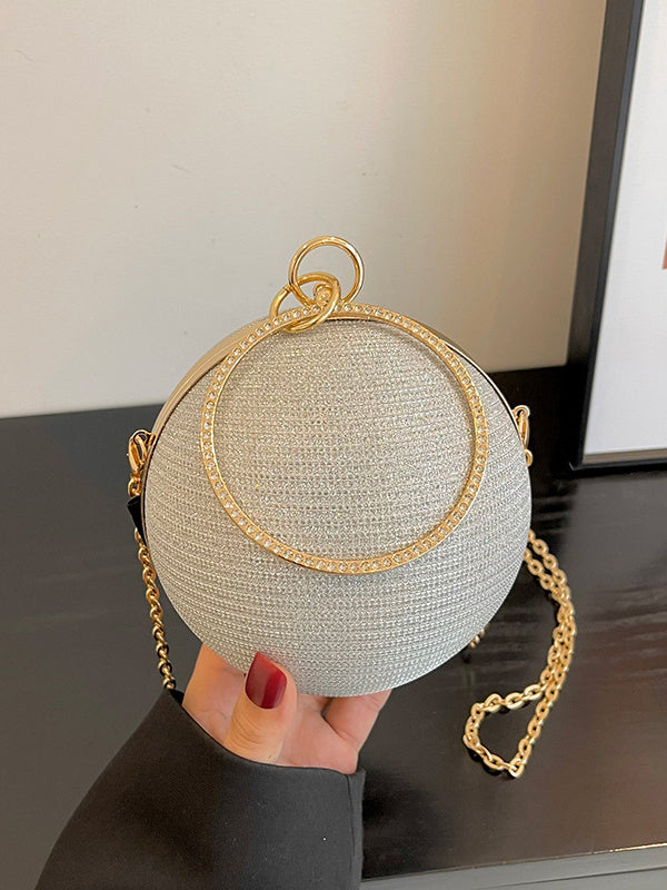 Solène | Glanzende Geometrische Schoudertas met Ketting