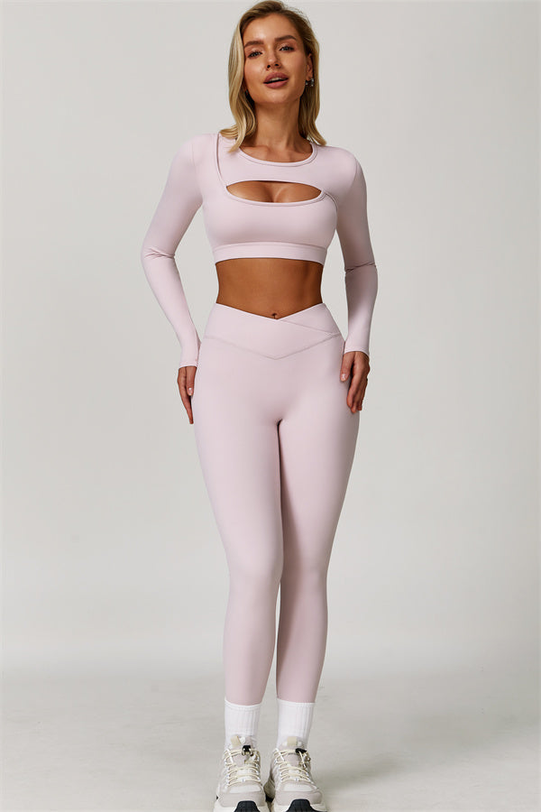 Lies | Tweedelige sportset met longsleeve cut-out top