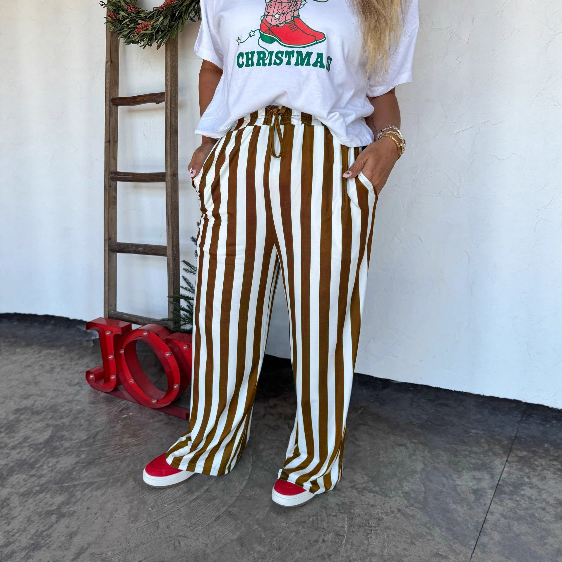 Nina | Gestreepte wide-leg pantalon in loose fit