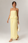 botergele rok set met plisse en ruffle details spaghetti bandjes