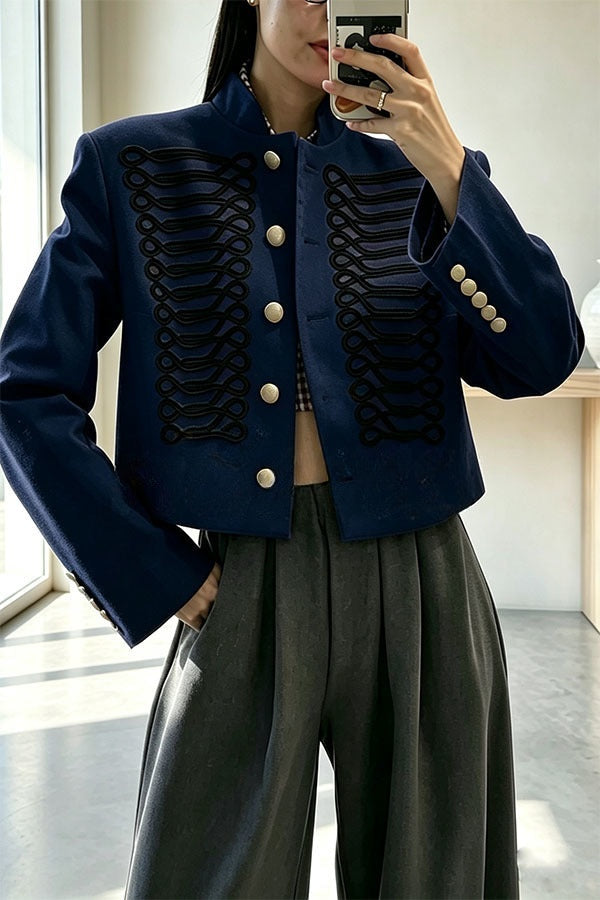 Aura | Military Crop Jacket met Koordjes