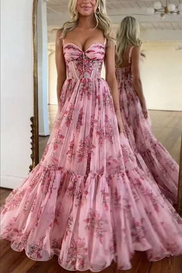 Danah | Tulle corset maxi jurk met hartvormige halslijn