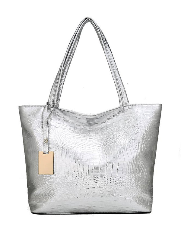 Adèle | Glanzende Tote Bag in Effen Kleur