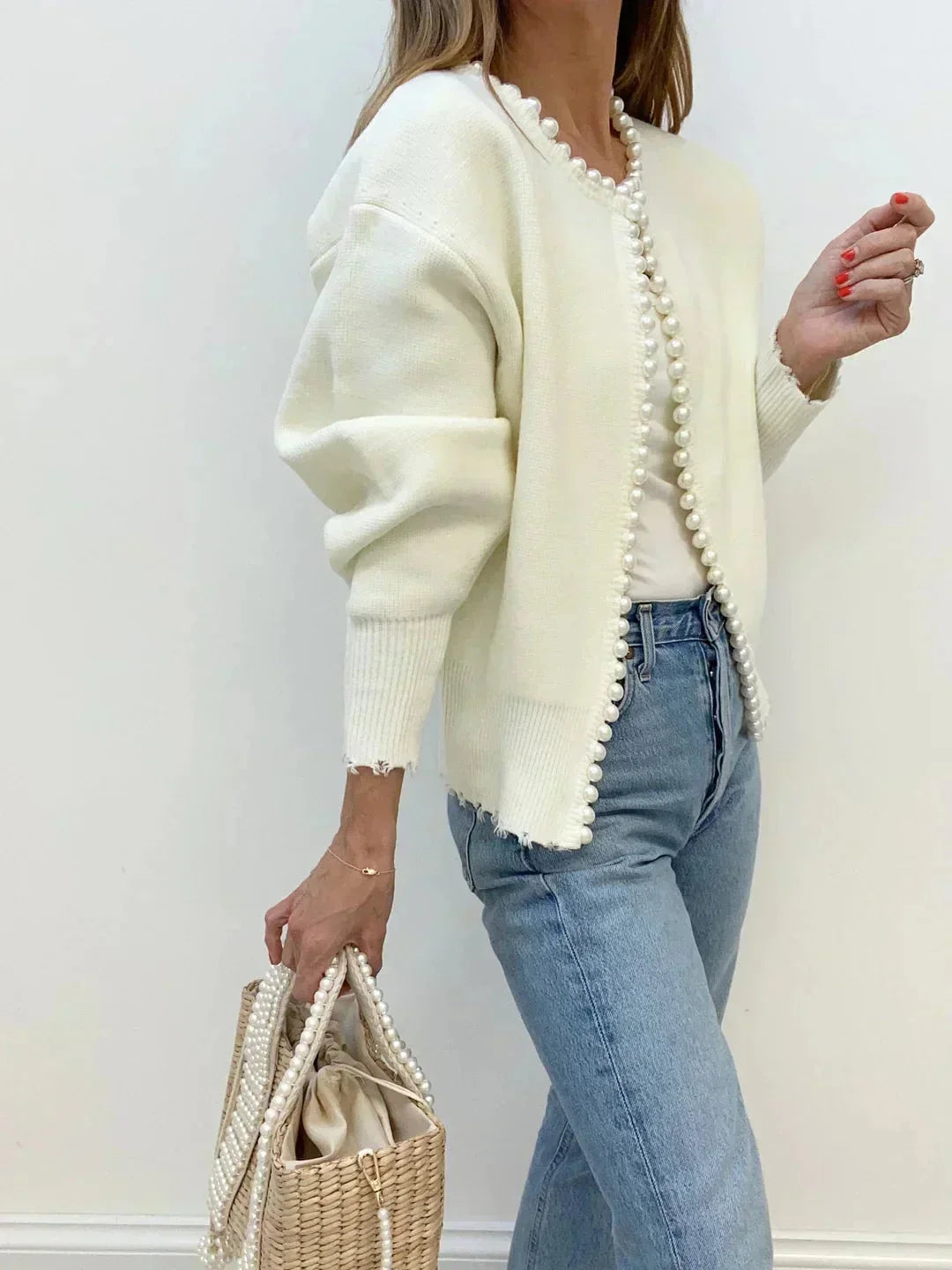 Colette | Cardigan met Parelrand