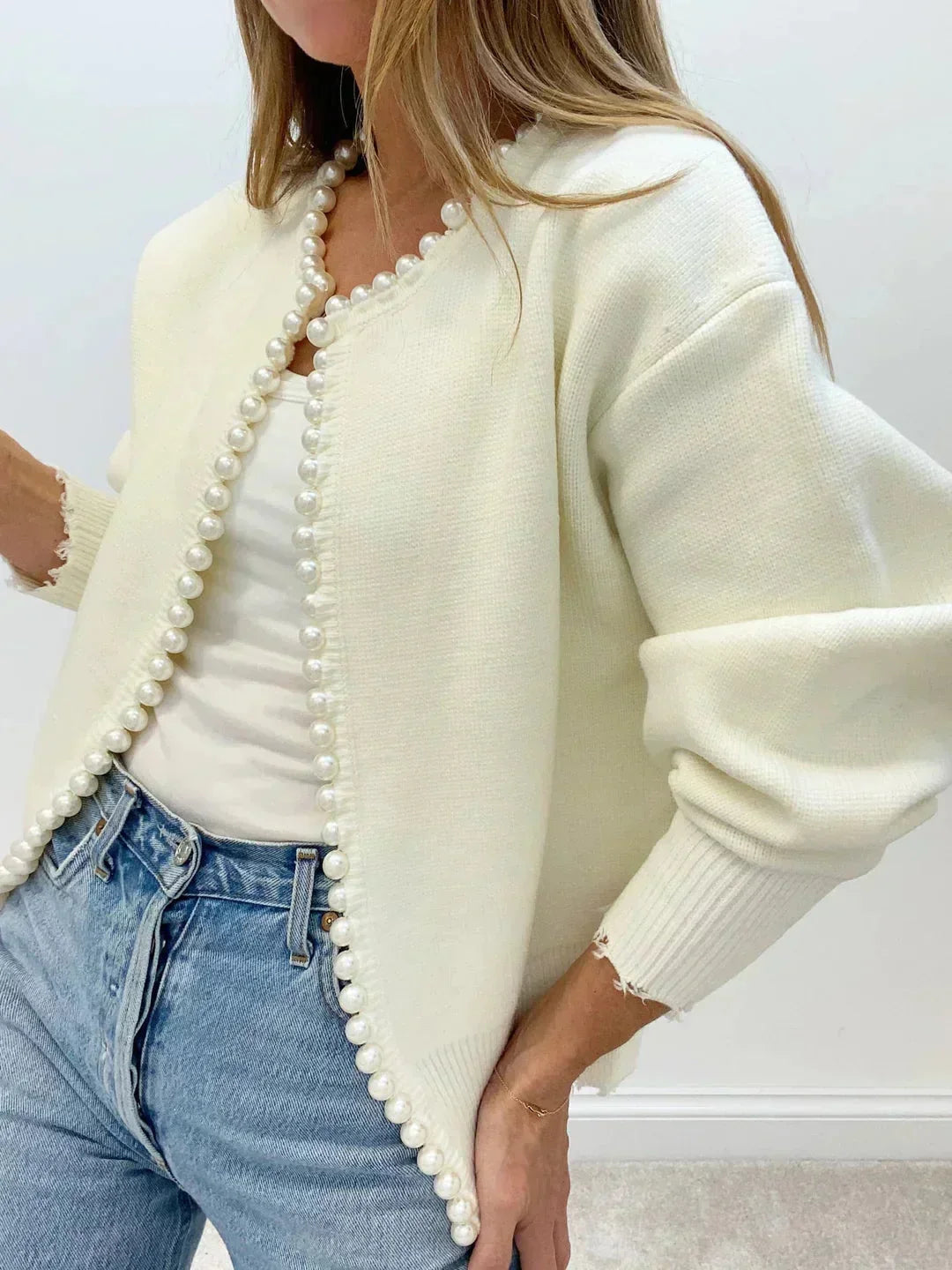 Colette | Cardigan met Parelrand