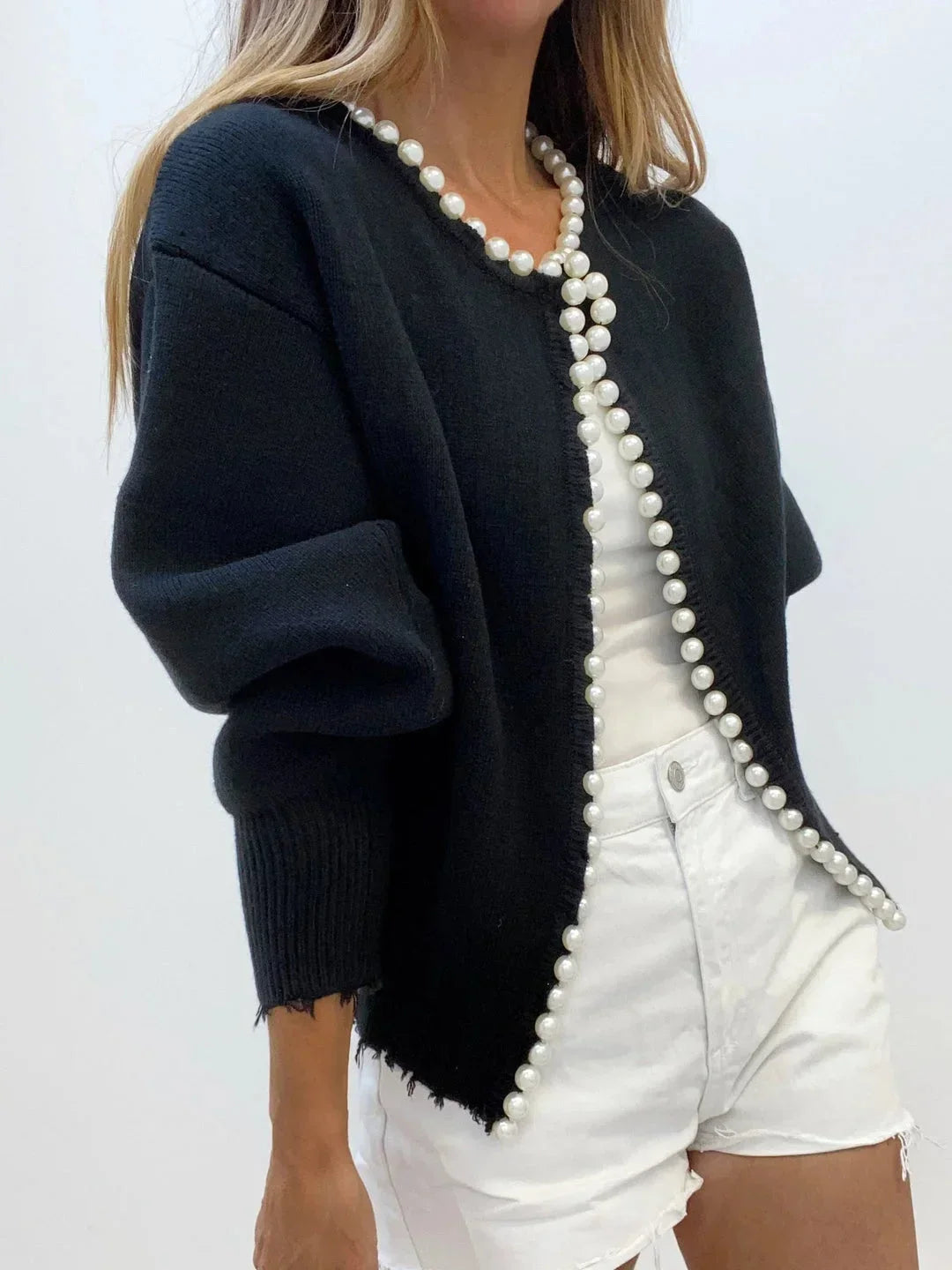 Colette | Cardigan met Parelrand